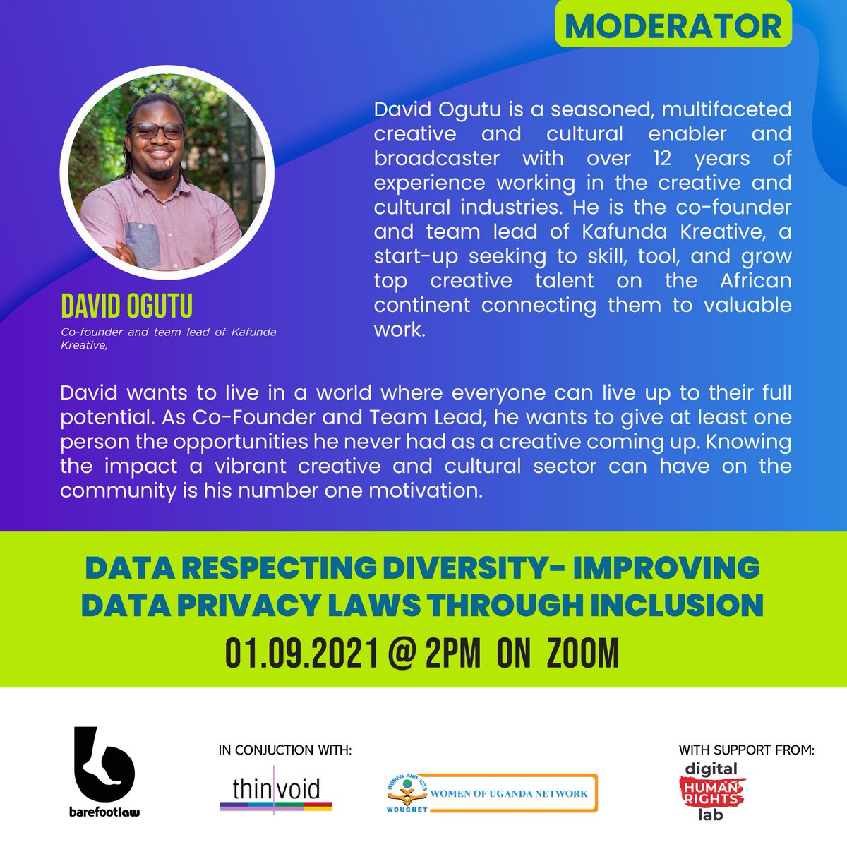 Data is the new gold rush. Everyone is trying to get it. But do you know the laws that govern the collection of data and it's use? Do you understand what responsibilities those who ask for your data have towards you? I am excited to moderate this conversation today. 2pm. On zoom
