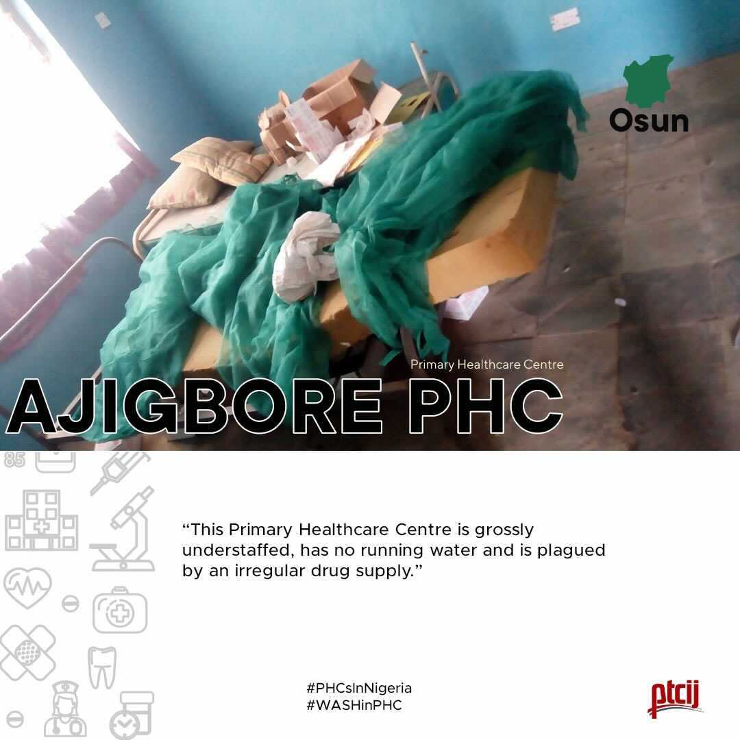 CJIDAfrica's tweet photo. Ajigbore PHC in Osun State is grossly understaffed, has no running water and is plagued by an irregular drug supply.  #PHCsInNigeria #WASHinPHC https://t.co/n8XvM0koI8