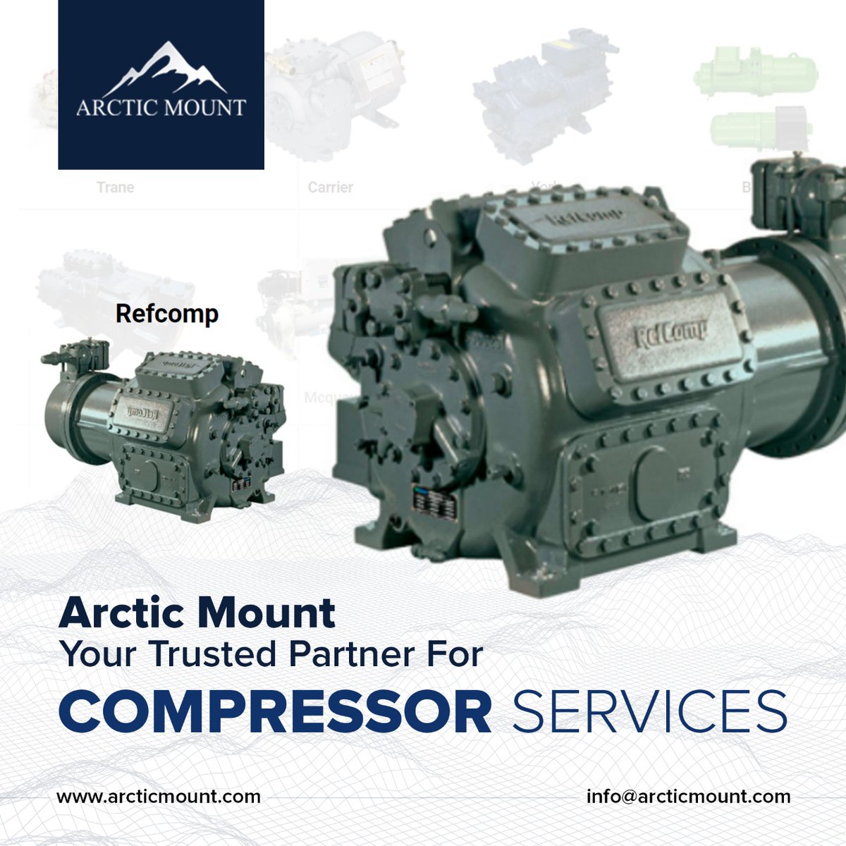 ArcticMount's tweet photo. Arctic Mount offers routine services, maintenance and scheduled repairs on all compressors. Our AC technicians pride themselves on providing a fast and high standard of workmanship, along with constant support. https://t.co/HdM4KOg0KH