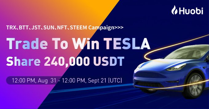 HuobiGlobal2's tweet photo. 🥳Special trading campaign for @justinsuntron
 community!

🔥Three Tesla Model Ys 

&amp; $240,000 Up for Grabs!💰

Leading #Crypto Exchange | #HT #Bitcoin https://t.co/akEbUD12WH