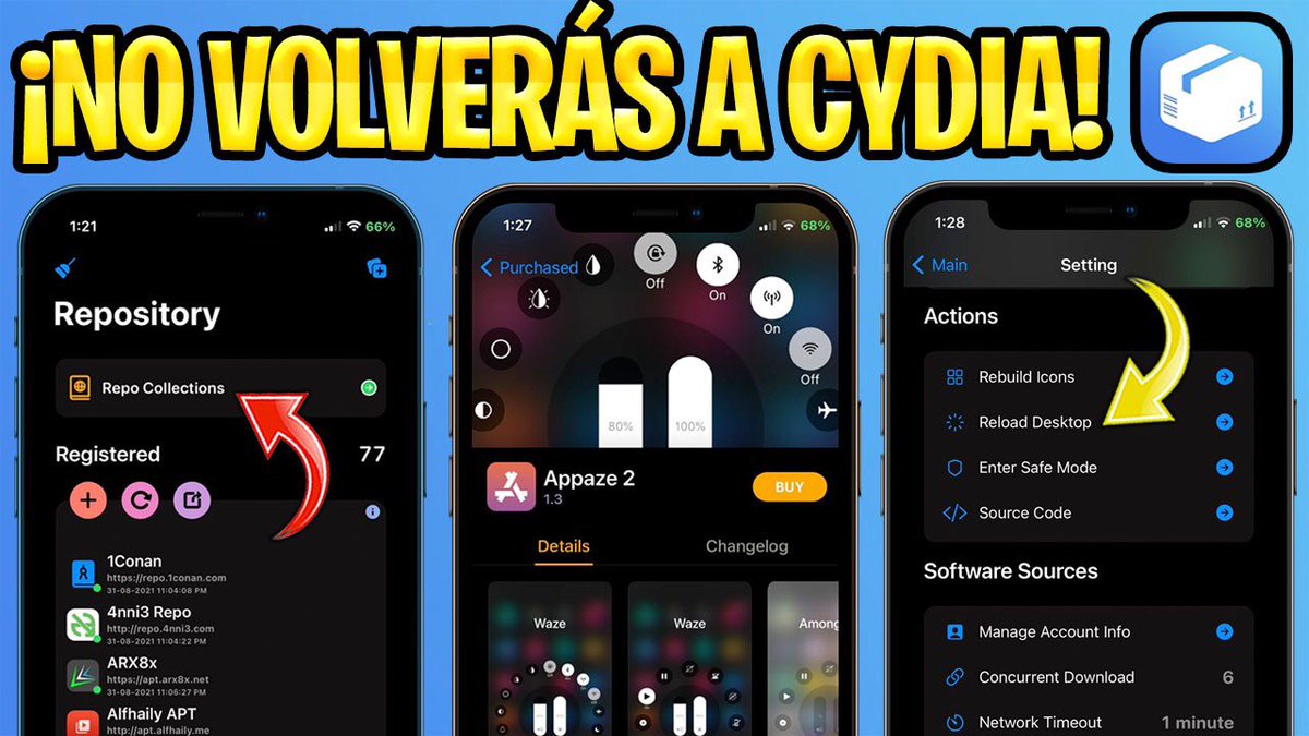 💡 REVISADO COMPLETO DEL NUEVO @TrySaily PARA CUALQUIER #JAILBREAK ✨

📦 youtu.be/b1Rivd6MZFw

🔔 Demostración de la última alternativa a #Cydia en:

⚙️ Ajustes explicados a fondo
🔗 Repositorios y su gestión
📦 Instalar, actualizar y eliminar tweaks
🔎 Buscador inteligente