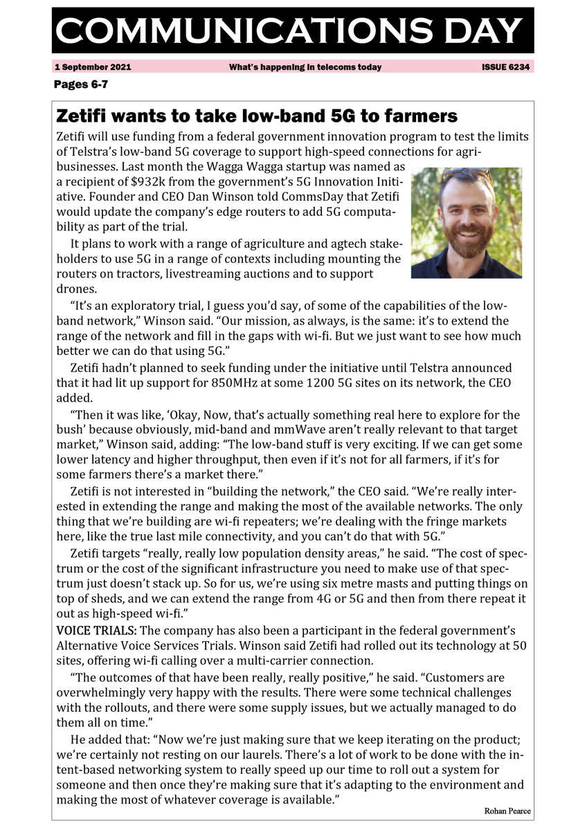 Thanks to <a href="/rohan_p/">Rohan Pearce</a> and <a href="/Commsday/">Grahame Lynch</a> for this great coverage of our role in bringing 5G to farmers through the 5G Innovation Initiative.

#ConnectionAwaits #5G #Yearof5G #AgTech #Agriculture #Farming