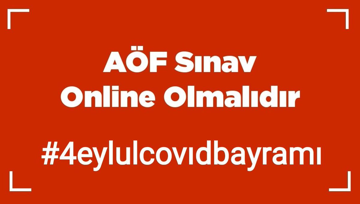 4 eylülde 1.5 milyon kişi aöf sinavina girecek öğrenciler ve  aileleri risk altında. Sınava covidli ve temaslı öğrencilerde alınacak. Lütfen duyun artık sesimizi hasta olmak istemiyoruz. #celladımıtanıyorum
<a href="/RTErdogan/">Recep Tayyip Erdoğan</a> <a href="/dbdevletbahceli/">Devlet Bahçeli</a> <a href="/drfahrettinkoca/">Dr. Fahrettin Koca</a> <a href="/kilicdarogluk/">Kemal Kılıçdaroğlu</a> #İlkHedefimiz