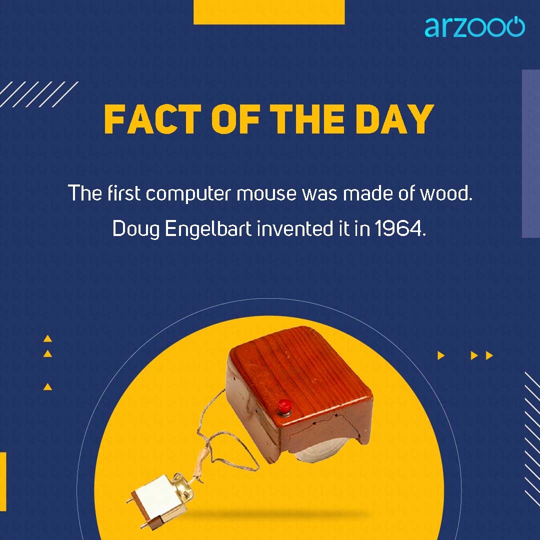 arzoooIN's tweet image. #Factoftheday
Do you know the first computer mouse invented by #DougEngelbart was made of wood.

#Facts #electronics #arzooo #fact