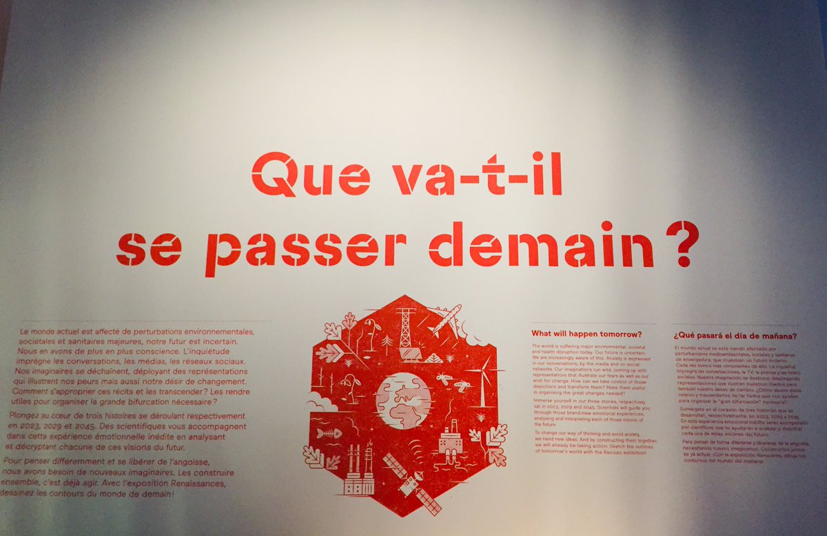 EsopaP's tweet photo. Fictions cinématographiques, sonores, jeux de rôles sur notre avenir climatique.. L’exposition Renaissance à la @citedessciences secoue et bouscule les imaginaires, on a encore plus envie d’inventer collectivement des futurs désirables ! Bref, on est de retour après l’été ! https://t.co/ItvuMK5vnl