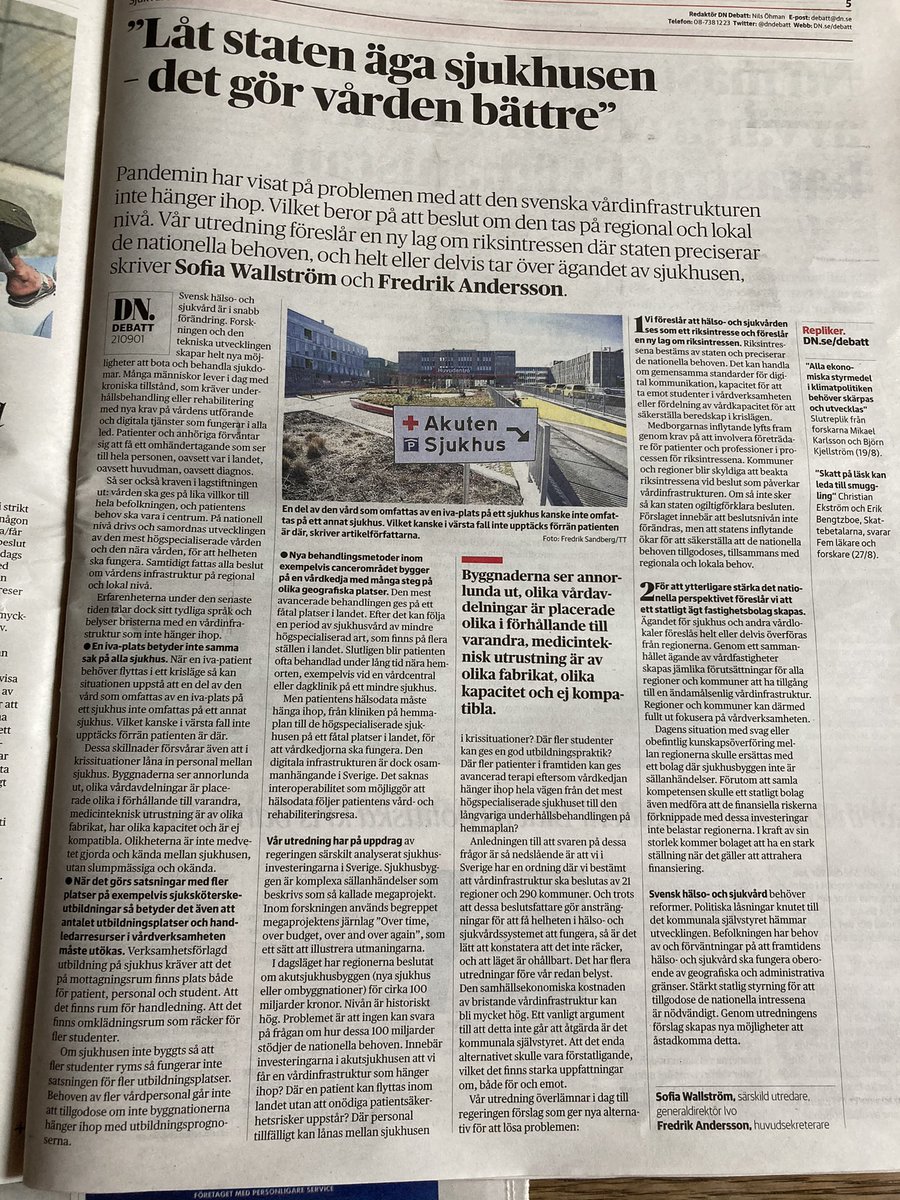 AgnesWold's tweet photo. Jag kan inte finna något hål i argumentationen här. Hoppas nu att några partier har ryggrad att driva detta , trots att deras kompisar är landstingspolitiker. Sedan är det väl bra om inte vårdmyndigheten ligger i Stockholm utan i Göteborg eller Malmö https://t.co/Lu1pAYwi9R