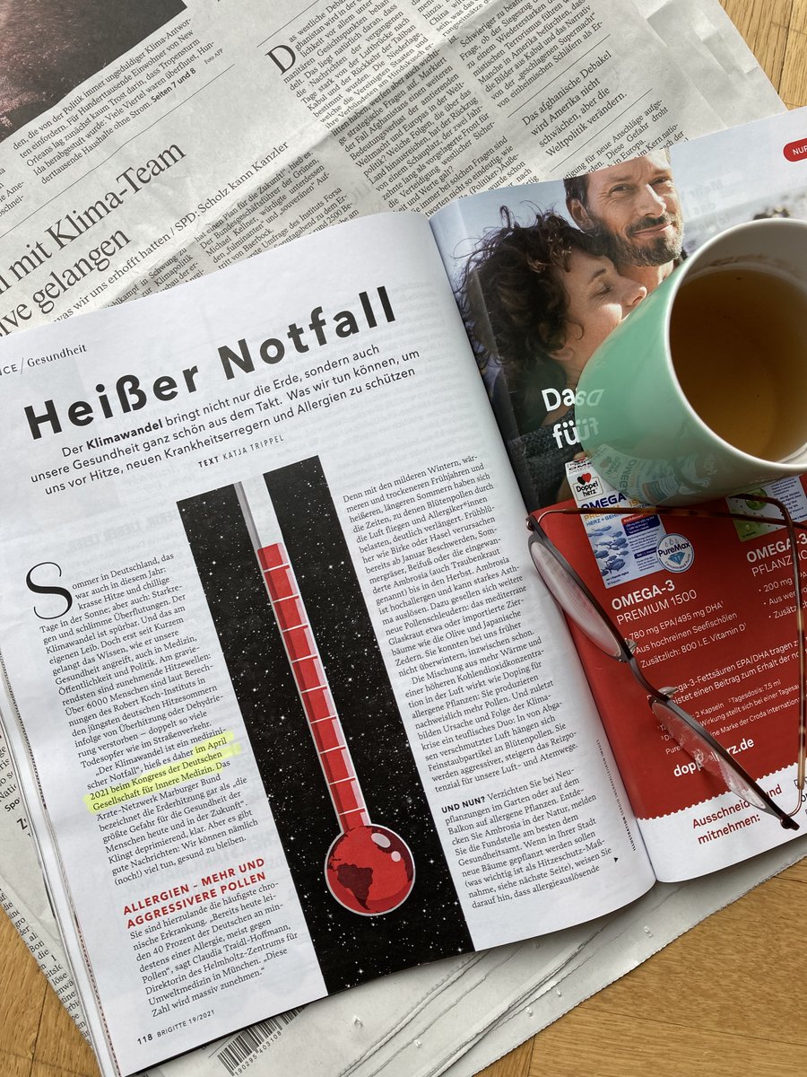 dgimev's tweet image. #KlimawandelUndGesundheit war eines der Topthemen auf dem #dgimkongress. Claudia @Traidl_Hoffmann hat dort über das steigende #Allergie -Risiko berichtet. Jetzt informiert die aktuelle BRIGITTE darüber: lesen! @KlimaGesundheit