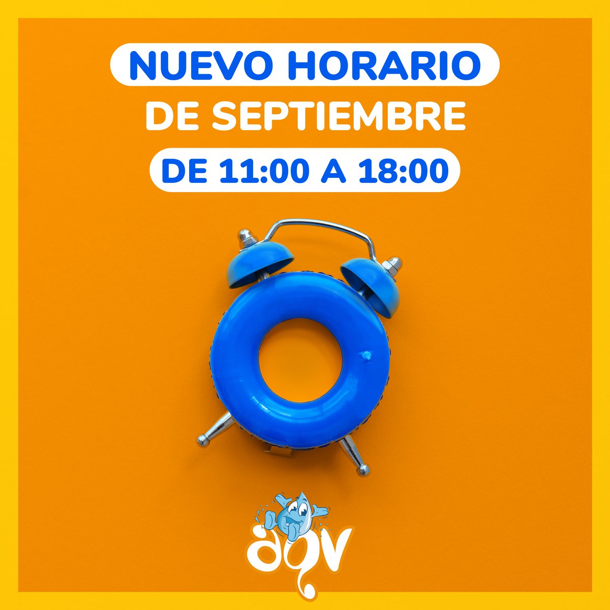 Llega Septiembre con nuevo horario⏰ A partir de hoy nuestro horario pasa a ser de 11:00 a 18:00 hrs todos los días.💥💦 👉 Recuerda que las atracciones cierran 15 min antes del cierre del parque. ¡Te esperamos para vivir un gran día! 💙😎