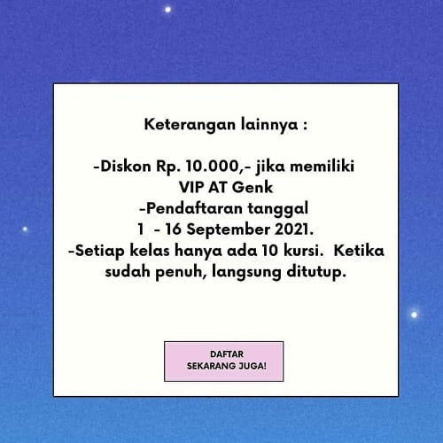 Reffi_angel's tweet photo. Tertarik flash fiction? Yuk ikut kelasku, 50 ribu saja, bisa juga ikut kelas dari mentor lainnya. Kerjasama #WordholicClass dengan Penerbit AT Press. Terbatas maksimal 20 peserta. #WritingClass https://t.co/9Or0uSXGCu