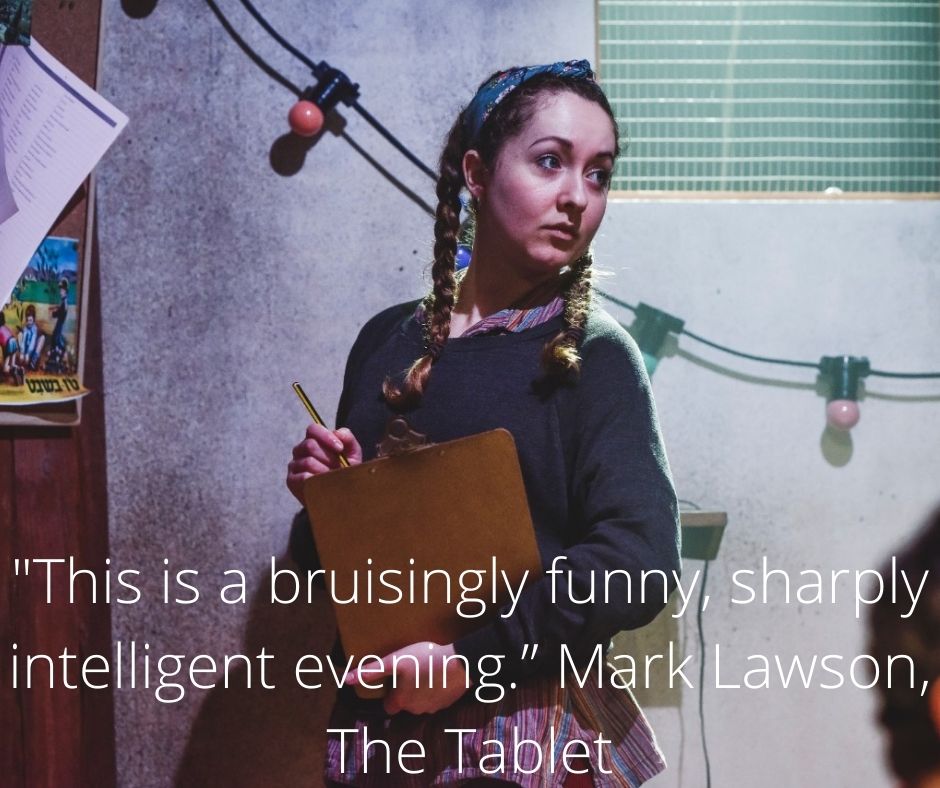 NotJerusalem's tweet photo. Less than two weeks to go until Not Quite Jerusalem is back at @finboroughtheatre in Earls Court 🎉 
Mark Lawson at The Tablet: “Astonishingly topical...Stormingly performed...and ingeniously realised...This is a bruisingly funny, sharply intelligent evening.” ⭐️⭐️⭐️⭐️ https://t.co/kILjlVuvMS
