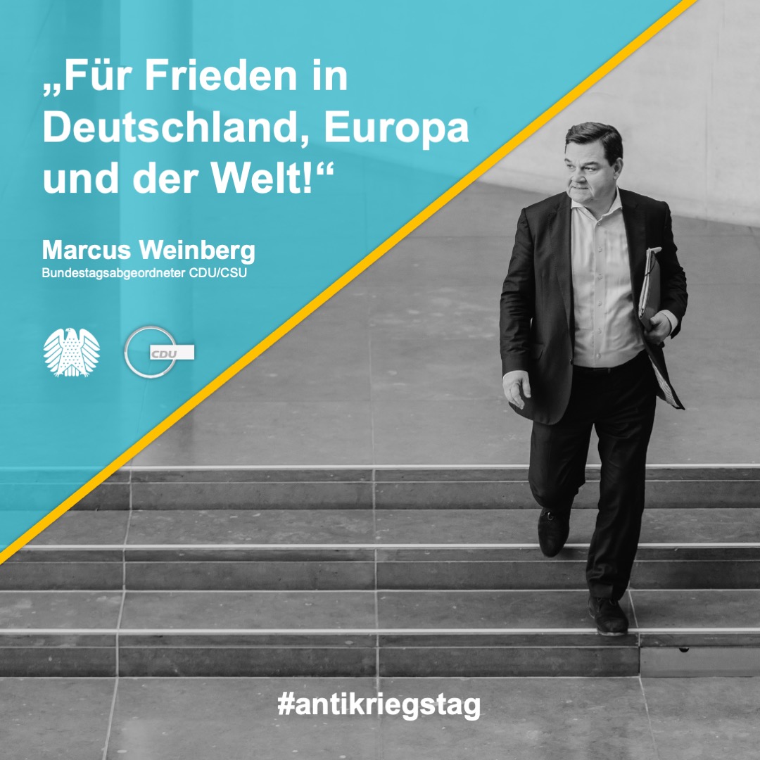 Heute ist #Antikriegstag. 
Er ist ein Tag des Gedenkens, an dem wir uns die Schrecken von #Krieg und #Gewalt vor Augen führen. 
Aktuell hat er nichts an Bedeutung verloren. Immer noch müssen wir uns für Frieden in Deutschland, Europa und der Welt einsetzen! Gegen das Vergessen!