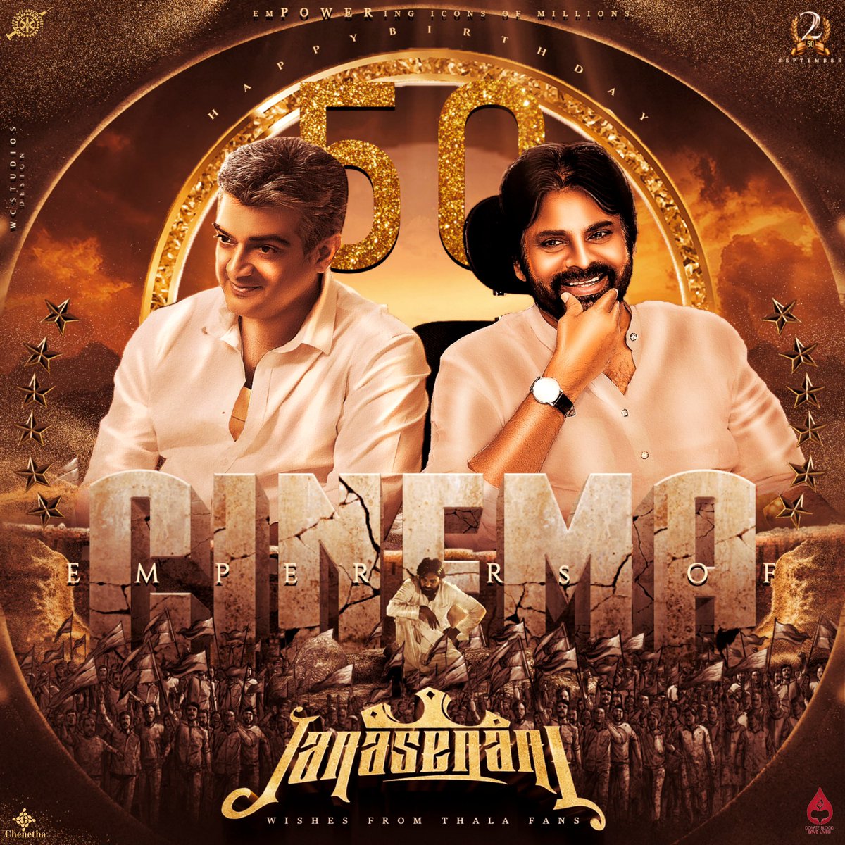 NabhaNatesh's tweet photo. I am very elated to unveil the CDP wishing our beloved #PowerStar  @PawanKalyan garu a  Happy, Glorious &amp; Memorable 50th Birthday 💐 

Common DP by @ThalaPSPK_fans 

#HBDPSPKfromTHALAfans
#HBDJanasenaniPawanKalyan https://t.co/ViZ64Hxm1z