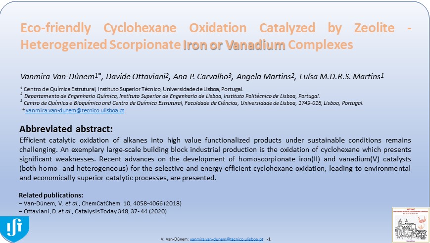 VanmiraVanDunem's tweet photo. Eco-friendly Cyclohexane Oxidation Catalyzed by Zeolite-Heterogenized Scorpionate Iron or Vanadium Complexes
@ULisboa_ @istecnico @cqe_lisboa @LMDRSMartins  @ISOCUnicam 
#ISOCUnicam https://t.co/EZpagw3NGB