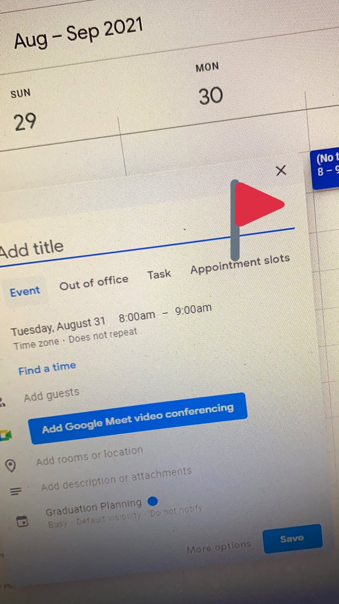 PCICoodyj's tweet photo. Create a Google calendar for office hours. Use the appointment slots option within events on Google calendar. Link the calendar in your Google class via class work and voila! Students can make appointments within their class! #smarternotharder @EXCELAcademyHCS https://t.co/yZgN03EyO6