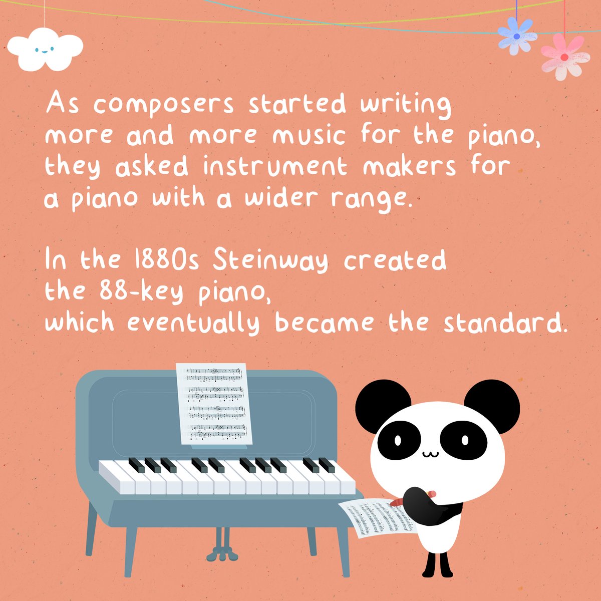PandaCornerEdu's tweet photo. Discuss fun music facts with your child to spark their curiosity about music. Ask your child: “Why do standard pianos have 88 keys?” What other fun facts do you know about the piano? 

#PandaCorner #pianogames #musicgames #kidsmusic #musiceducation #pitchskills #musicskills https://t.co/Yot43XXmS2