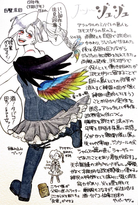 ちなみにジュジュは10年くらい前から偶に描いてる系統なので新顔なのにヴルムに並ぶ手癖顔です。加工してるけどこれもシャーペン。

@colors_kabe 