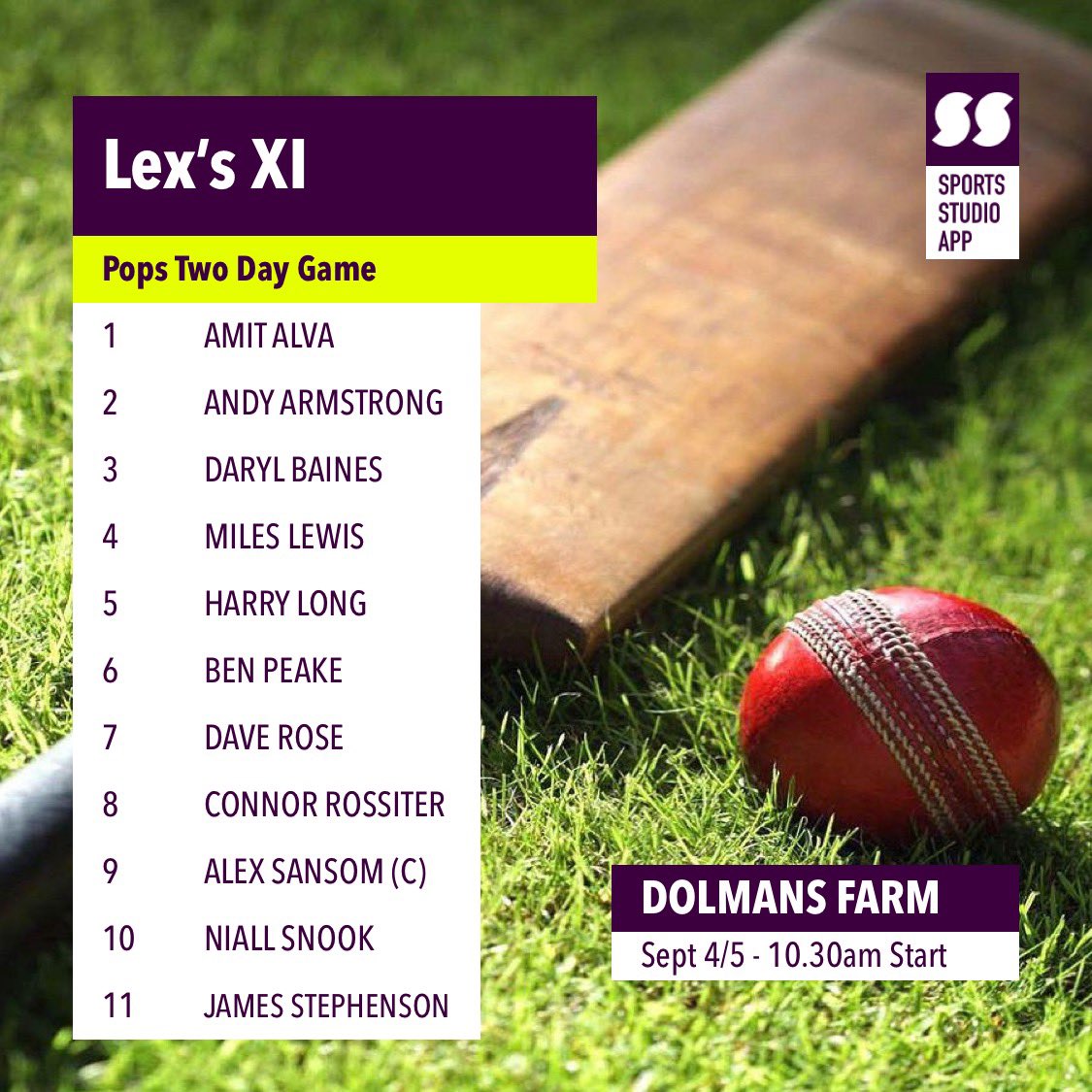 FWCricket's tweet photo. This Weekend at Dolmans Farm is the Pops Two Day Memorial Game where brother will be pitted against brother with a team led by @willy_s96 taking on a team led by @AlexSansom2 . Game will be live on play-cricket but much better to watch in person at Dolmans Farm #FWCricket https://t.co/MFCxb5lDO1