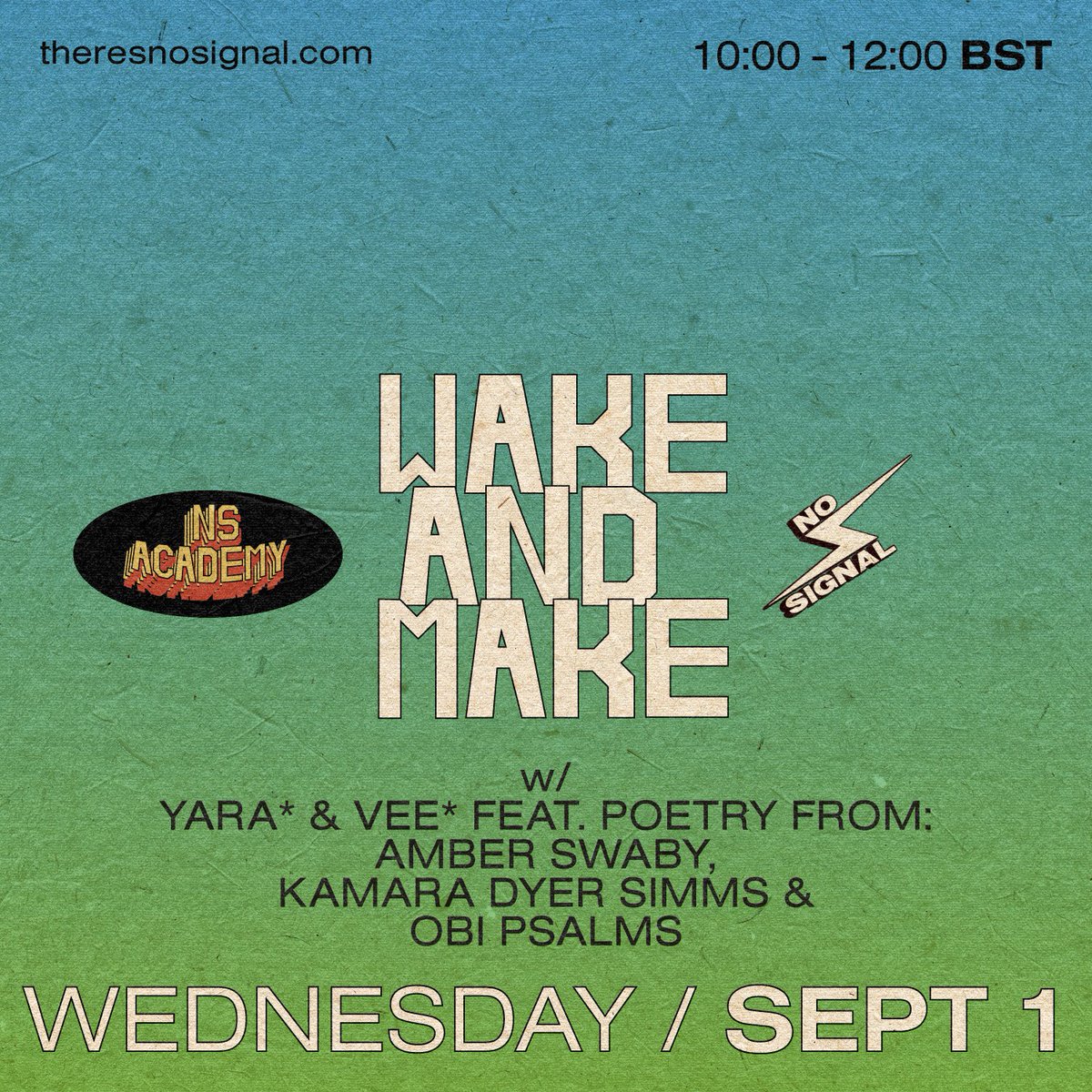 theresnosignall's tweet photo. This fine morning we start the NS Academy Takeover with the #WakeandMake show, hosted by members of the cohort Yara and Veronique #NSAcademy https://t.co/4H1Ag7DhCF