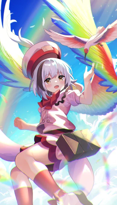 #鳥澄珠烏ちゃん支援絵Ex 
カラフルな翼が魅力的な子です✨🌈 