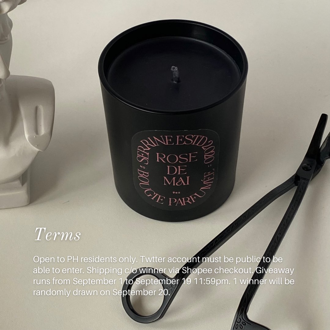 GIVEAWAY TIME!
To celebrate our 1st year anniversary, we are giving away 1 ALTERNATURE scented candles set + canvas pouch and matchbox to one lucky winner ✨

RT and follow us here &amp; on IG to enter. Account must be public. Giveaway ends on September 19. 
instagram.com/serrinecandles