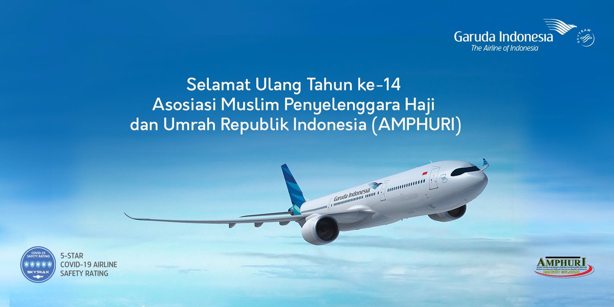 Selamat Milad yang ke-14 kepada mitra kami, Asosiasi Muslim Penyelenggara Haji dan Umrah Republik Indonesia (AMPHURI) <a href="/amphuri/">AMPHURI</a> 

Semoga senantiasa terbang tinggi bersama kami, menjembatani rakyat Indonesia melaksanakan ibadah ke Tanah Suci.

#GarudaIndonesia
