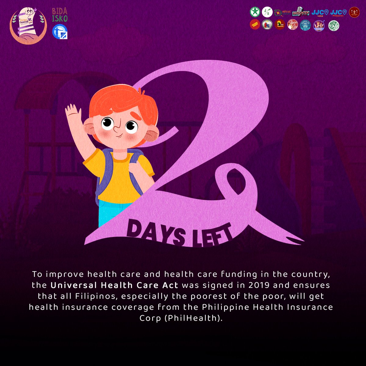 JuanCANCERvive's tweet photo. hello, september 👋 
2️⃣ our very awesome juander humans! good news— only 2️⃣ days left ‘till d-day!!!
2️⃣day’s fact is something we ALL need, universal healthcare ❤️
Healthcare is indeed a right for everyone, and with that, the Universal Healthcare Act was signed in 2019.
(1/10) https://t.co/69GXrNMx6N