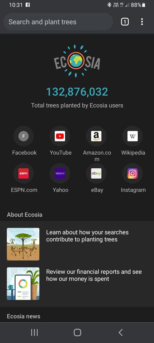 Such a good idea and very current with COP26 happening in Scotland 🪴

Shared by <a href="/BeeslackCompSci/">Beeslack Computing</a> I am now using <a href="/Ecosia/">Ecosia</a> as my search engine. With every search a tree is planted 💚
