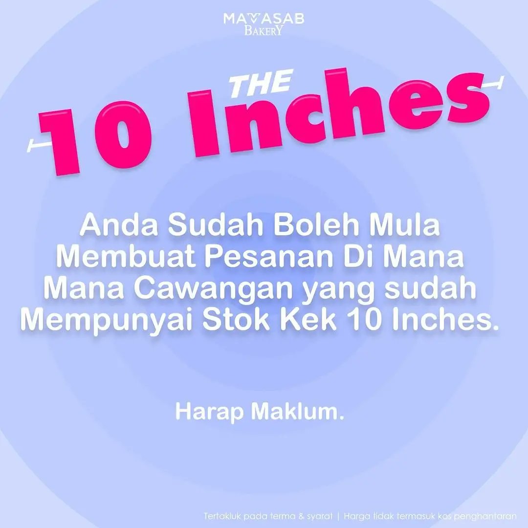 SaleSmartStore's tweet photo. The 10 inches launching soon on 6️⃣ SEPTEMBER 2️⃣0️⃣2️⃣1️⃣ 🥳 

Stay tuned!

 #kitabolehmakanramai-ramai #10inchescake #mamasabbakery #cake https://t.co/42UDnQwXxt