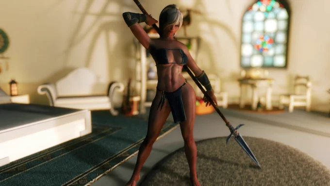 褐色のお姉さんキャラメイク中。やっと好みに近づいて来た... #Skyrim 