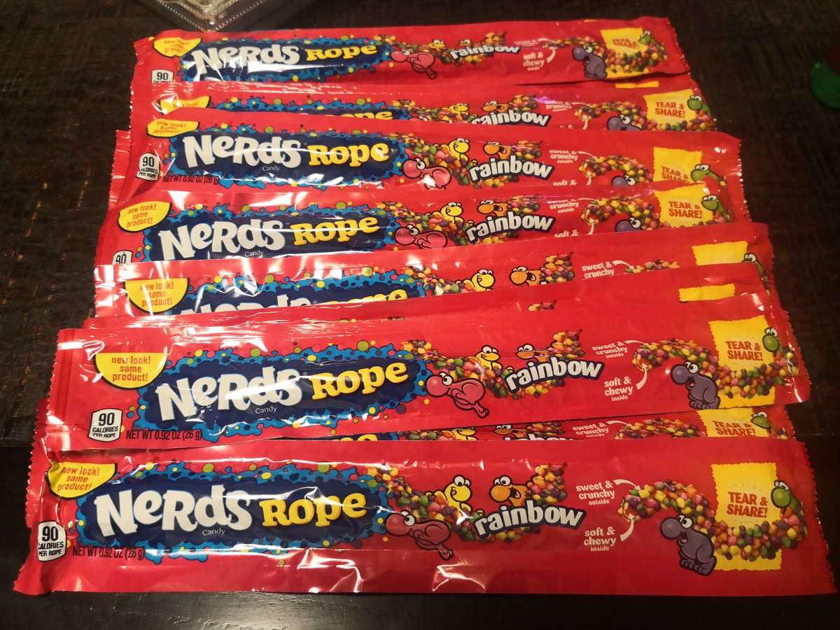 hizaga's tweet photo. This is a gummy rope with nerds candy stuck all over it. Isa a little freaked out but said they taste alright but "is it made from chemicals plastic and petrol!!?"🤣
#thekidinme https://t.co/urlUNrVtFq