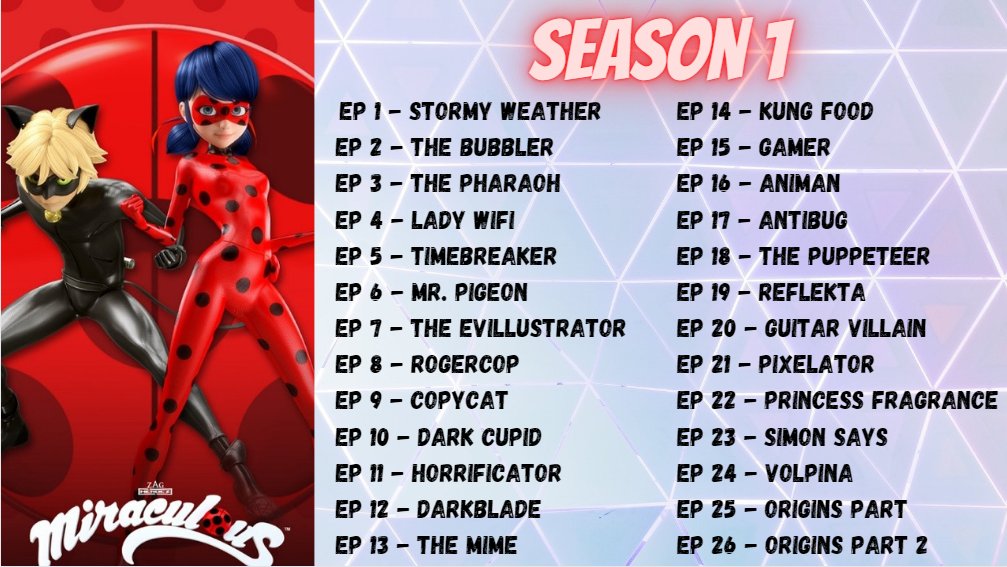 Silverspoon on X: "Miraculous Episode List Season 1 to Season 4  https://t.co/cPeQIUdOV7" / X