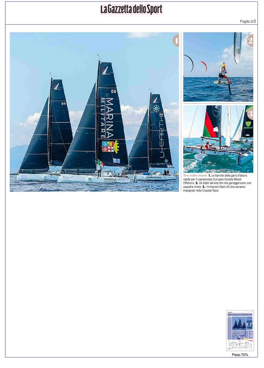 Il Marina Militare <a href="/nastrorosatour/">Nastrorosatour</a> è nato da un’idea di <a href="/Difesa_Servizi/">Difesa Servizi SpA</a> in collaborazione con <a href="/ItalianNavy/">Marina Militare</a>, SSI Sports&amp;Events e <a href="/Gazzetta_it/">La Gazzetta dello Sport</a> 
Leggi l’articolo sul giro d’Italia in barca a vela alla scoperta delle bellezze delle nostre coste ⬇️