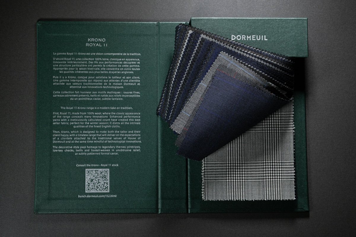dormeuiljapon's tweet photo. 月も変わったということで、新作バンチをご紹介。
Royal 11 はウール100%、クラシックなデザインではありますが、沢山の新しい技術が隠されています。
Bunch: Royal 11 - Krono
photo by @clementine_sp
#royal11 #luxurycloth #wool
#ドーメル青山 #オーダスーツ #bespoke https://t.co/LPzDPHJVSQ