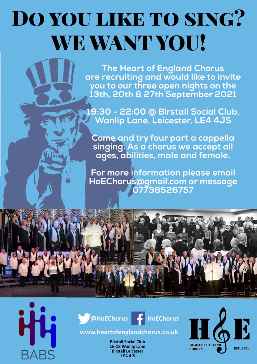 We are recruiting 💈#singing #acappella #hoechorus #opennight #leicester #birstall