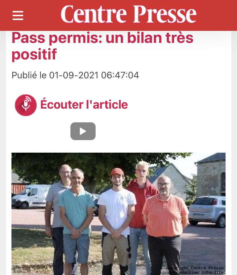 cyrilcibert's tweet photo. Le #PassPermis à #Chenevelles : un bilan très positif ✅👍🏽❤️ article parut dans @centre_presse @nrchatellerault aujourd’hui : https://t.co/o7jMaI4xoR.. https://t.co/CVyib7bNye