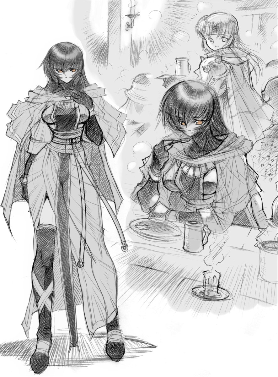 前のスケブから。
砂漠エルフの相棒の傭魔導士 