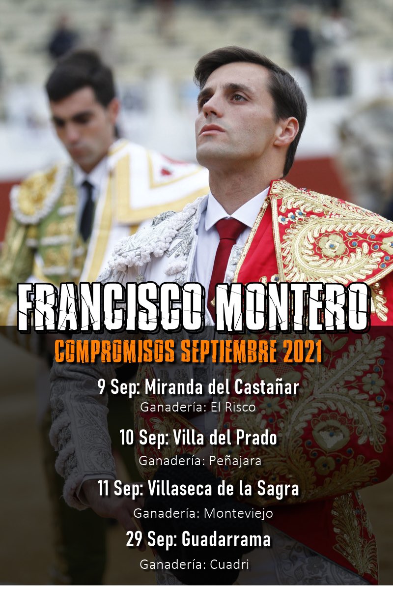 HTaurina's tweet photo. Septiembre viene así para @Monterotorero 👇🏻👇🏻

Fechas especiales en ferias importantes con hierros de trascendencia. 

¡Suerte! 🍀 https://t.co/4WiUDg7Iev