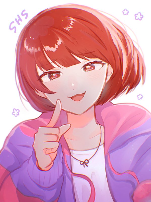 1girl solo short hair red hair smile looking at viewer jacket  illustration images
