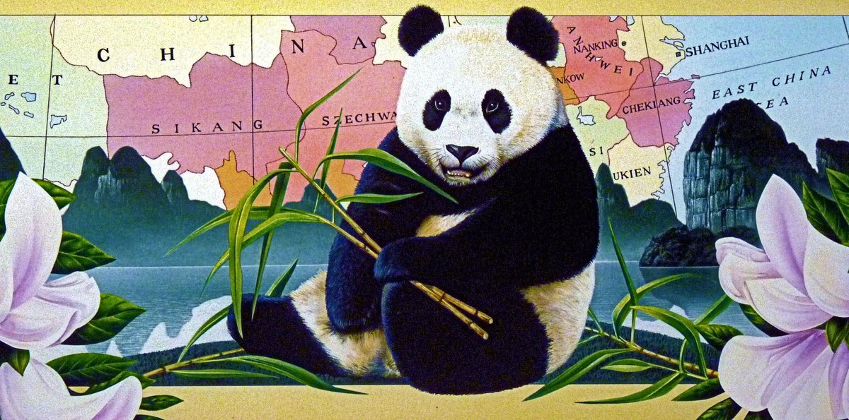 petergoodfellow.com calls this watercolour (90 x 40 cms) the Great Chinese Conservation Con Trick with its Panda propaganda. <a href="/ARTnyu/">ART/NYU</a> <a href="/GretaThunberg/">Greta Thunberg</a> @ArtLosAngeles <a href="/davidattenburro/">David Attenborough</a> <a href="/Lucy_Worsley/">Lucy Worsley</a> <a href="/artparis/">artparis</a> <a href="/EPA/">U.S. EPA</a> <a href="/_SaveThemNow_/">SaveThePanda</a>