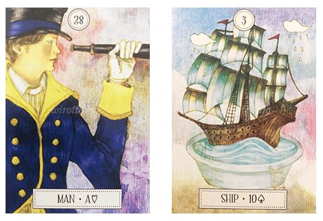 🍀ルノルマンカード

【紳士と船】

恋愛：彼が私の元から去っていく

仕事：男性客をターゲットにしたビジネスで海外進出を計画する

このように解釈することもできます。
#しよりん先生のツーカード解釈例

🔗wirotte.info/lenormand-card…