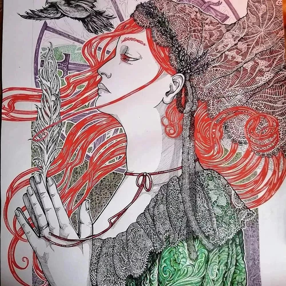 A big thank you to artist Kim Fowler for being a Resident Artist on the Legacy of Lace arts project!
Her incredible St Katherine Patron Saint of #lacemakers is on tour! She'll be exhibited with other work at #SurfaceDetails exhibition <a href="/sockgallery/">sock gallery</a> organised by <a href="/StevieDGlass/">Stevie Davies</a>