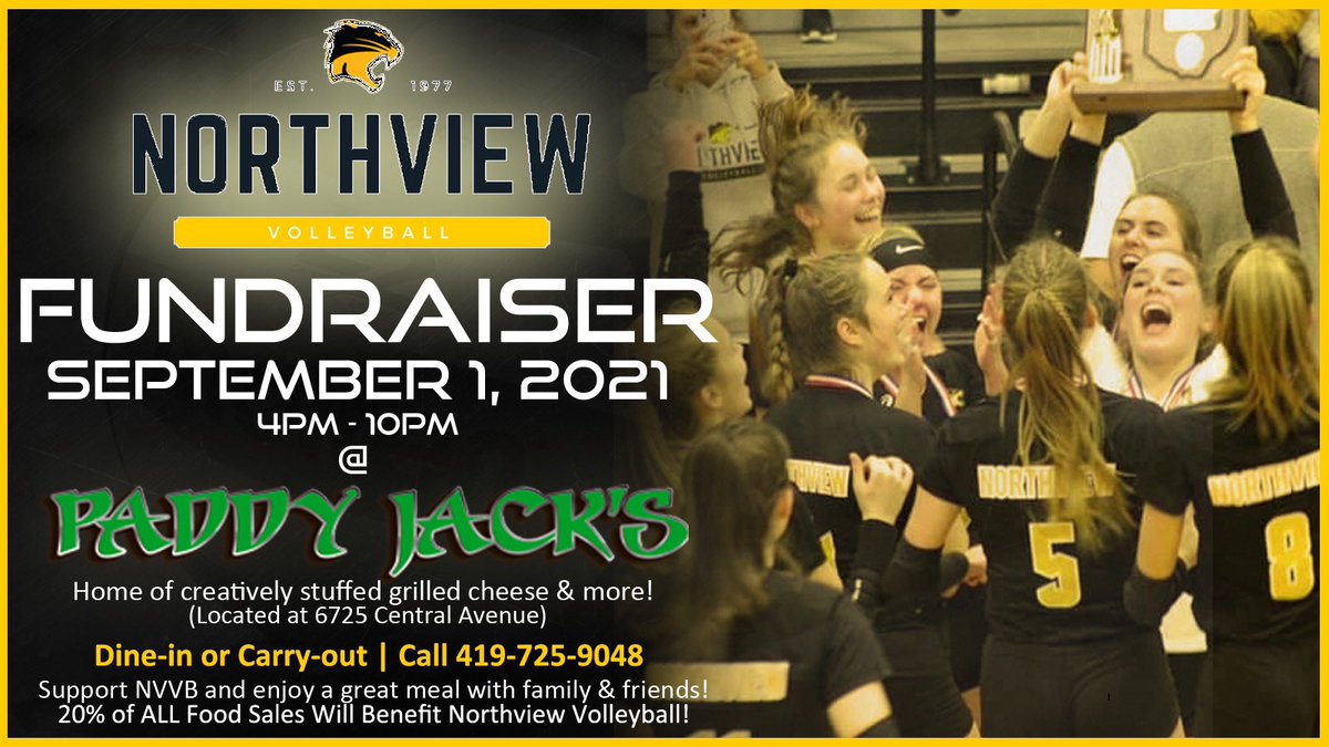 𝙉𝙤𝙧𝙩𝙝𝙫𝙞𝙚𝙬 𝙑𝙤𝙡𝙡𝙚𝙮𝙗𝙖𝙡𝙡 (@nvhsvball) on Twitter photo Today is a great day to support NVVB by eating at <a href="/PaddyJacks/">Paddy Jack’s</a> 🤩 all details listed below!!
fb.me/e/19KY2jvpY
#GoCats #PointNorthview #NVVB #Numbers 😼🏐 Today is a great day to support NVVB by eating at <a href="/PaddyJacks/">Paddy Jack’s</a> 🤩 all details listed below!!
fb.me/e/19KY2jvpY
#GoCats #PointNorthview #NVVB #Numbers 😼🏐