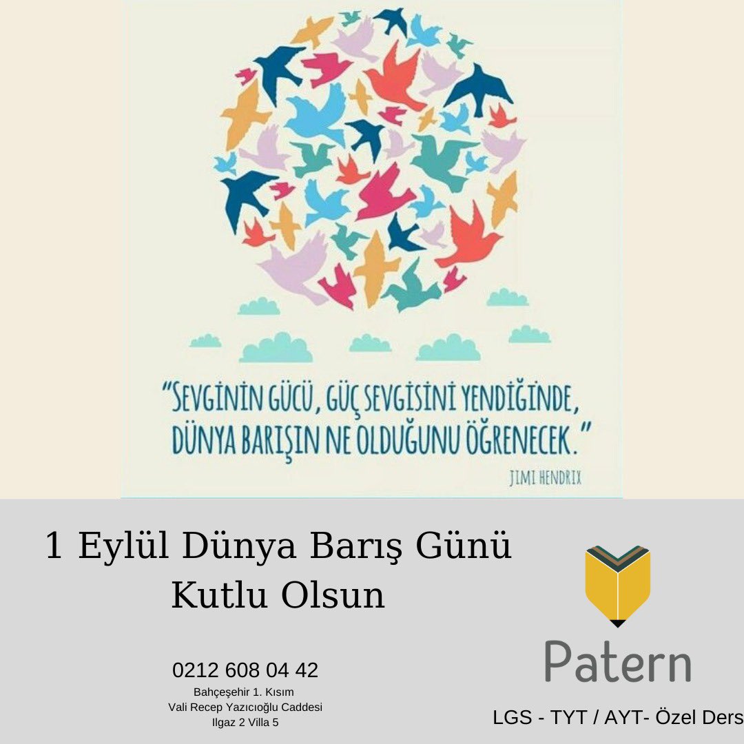 EgitimPatern's tweet photo. #1EylülDünyaBarışGünüKutluOlsun https://t.co/XQCSGSheL8