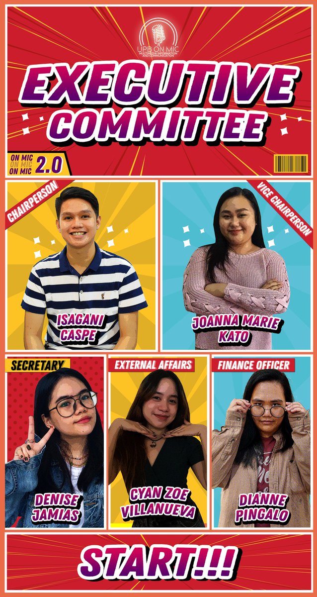 UPBOnMic's tweet photo. This academic year's roster of Executive Committee is as driven in bringing you MORE. This is UPB ON MIC 2.0
We look forward to bringing you more workshops, activities, and more pasabog in the coming academic year! Like, follow, and share our page so you don't miss out!
#ONMIC2 https://t.co/ymGooAcsw1