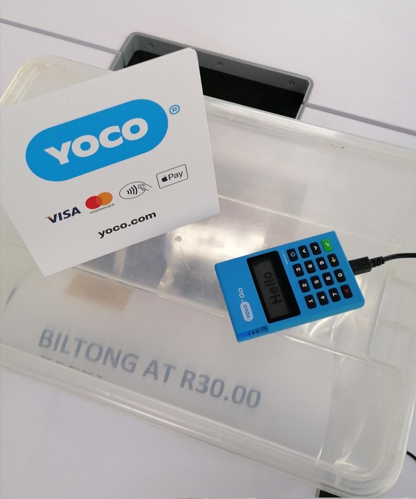 biltong_co's tweet photo. Thank you @Yoco_ZA our #YocoGo has arrived and we've been swiping and tapping! This is just a start! https://t.co/a44LDIYlda