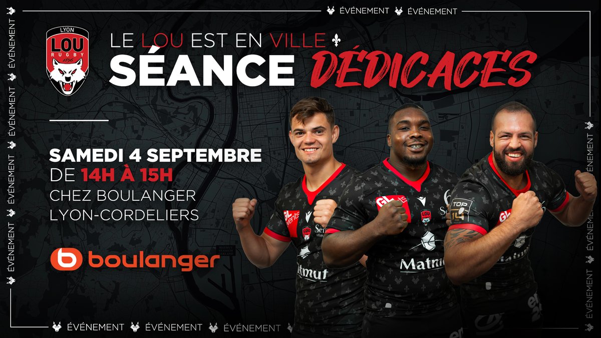 ✍️  A la veille de #LOUASM, venez à la rencontre de <a href="/DembaBamba_/">Demba Bamba</a> , <a href="/ThibautRegard/">Thibaut Regard</a>  et Alfred Parisien place des Cordeliers chez notre partenaire Boulanger Lyon.

De nombreux cadeaux sont à gagner ! 🎁