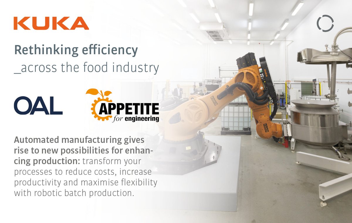 OALgroup's tweet image. #AppetiteforEngineering is next week! On 9 Sep we&apos;ll be @the_MTC_org  with our partner @KUKA_UK showcasing the ways in which #robotics and #automation can transform your operations. 
Register today!
oalgroup.com/events/a4e-2021
#APRILRobotics #batchprocessing #healthandsafety