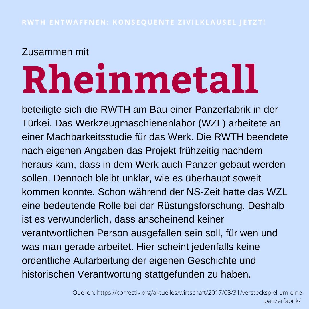 AachenSDS's tweet photo. Krieg beginnt hier! Konsequente Zivilklausel jetzt!
Heute ist #Antikriegstag. Passend dazu haben wir uns mit der Rüstungsforschung an der #RWTH beschäftigt: https://t.co/Nu9S8QVxZU