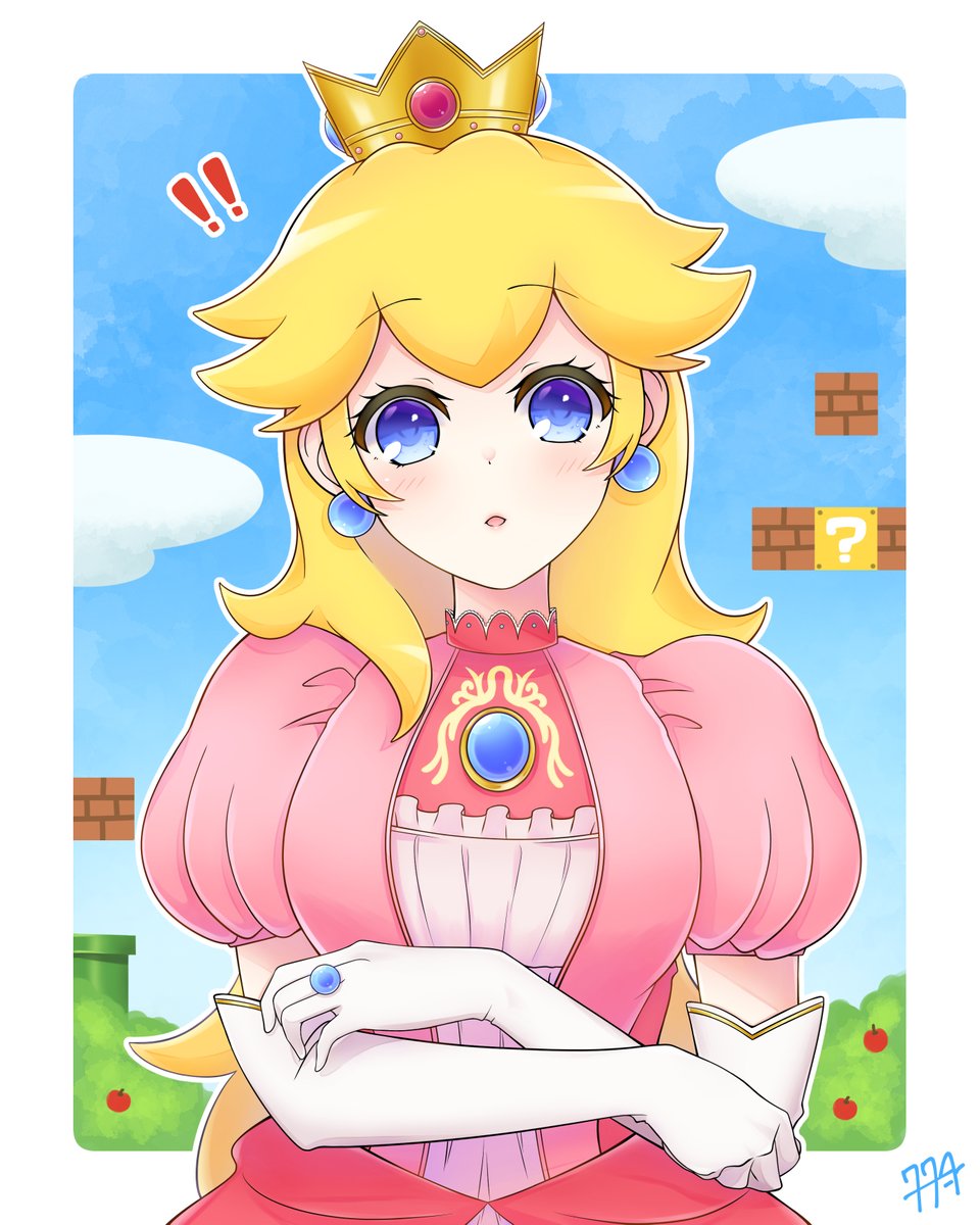 princess peach 1girl jewelry blonde hair crown dress pink dress solo  illustration images