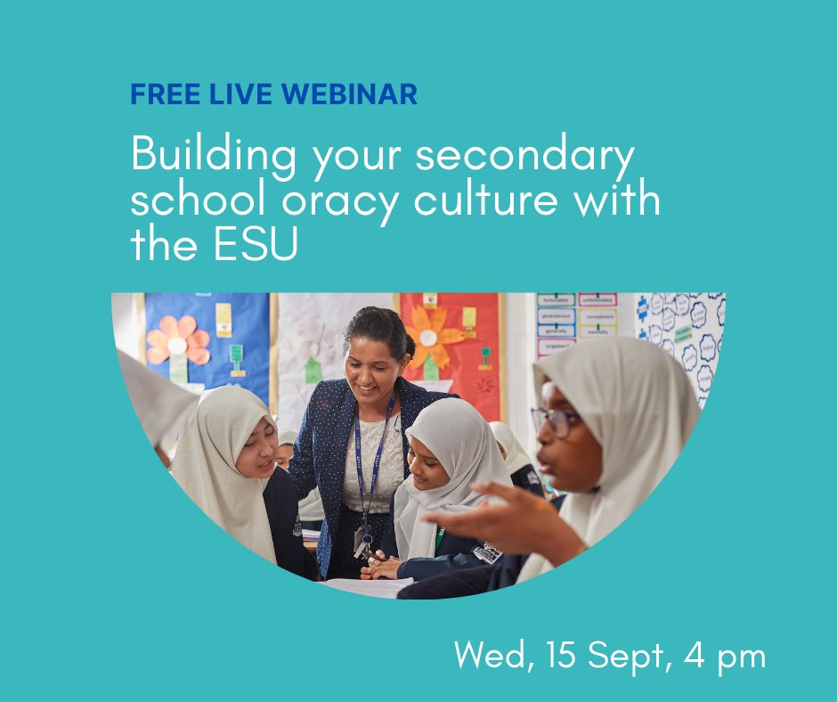 theESU's tweet photo. Want to know more about how to incorporate oracy in your classroom and your school curriculum? Join us for a free webinar on Weds, 15 September at 4pm.

https://t.co/fHsZ5S1ShO https://t.co/scGy3y5Krc
